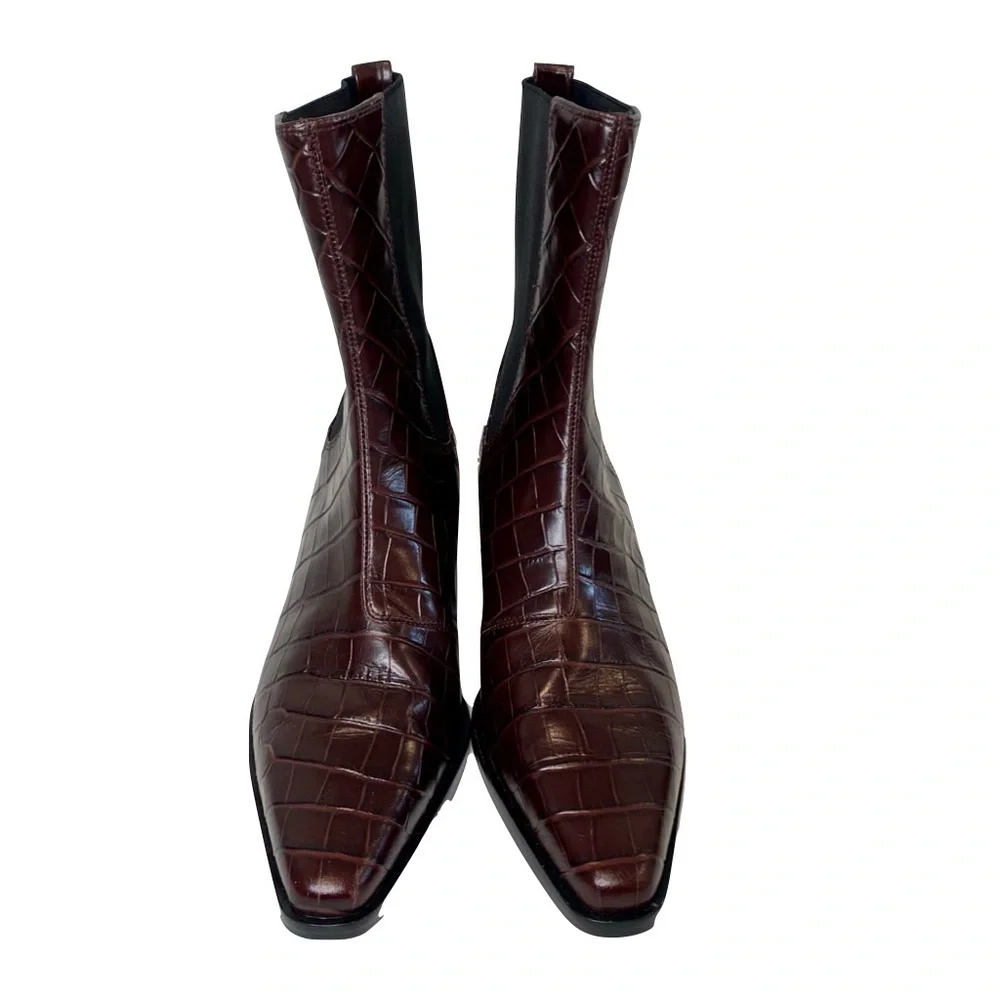 Nordstrom Women’s Ainsley2 Embossed Leather Chelsea Western Boot Brown Size 9.5 - Picture 5 of 14